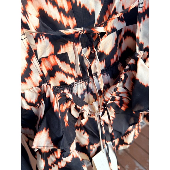 Ulla Johnson Amrita Top Obsidian Ikat Chevron 100% Silk Peplum Cami NWT Size 8 - Picture 10 of 11